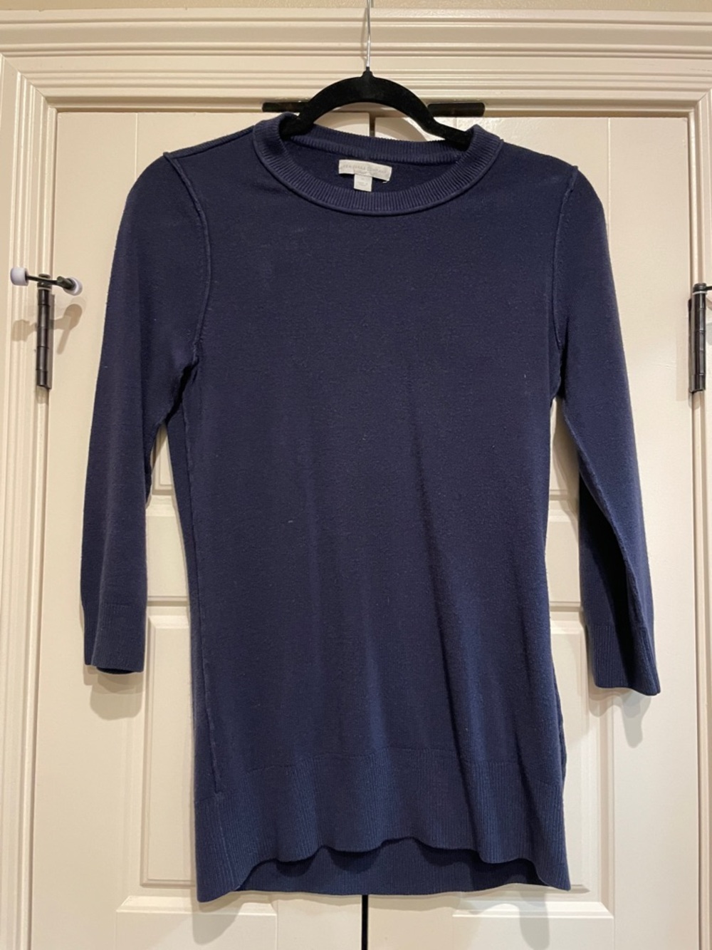 New York & Company Navy Ribbed Crewneck Sweater